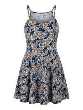 Vintage 90s Daisy Floral Rayon Romper Playsuit 90210 Y2K Tennis Prep M